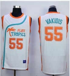 Flint Tropics #55 Vakidis White Semi-Pro Movie Stitched Basketball Jersey