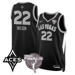 WNBA ACES Wilson #22 Black FINALS Patch Basketball Jersey