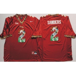 Florida State Seminoles 2 Deion Sanders Red Portrait Number College Jersey