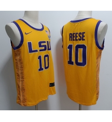 Men LSU Tigers #10 Angel Reese Yellow Baseball Stitched NCAA Jersey