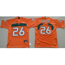 Hurricanes #26 Sean Taylor Orange Embroidered Youth NCAA Jerseys