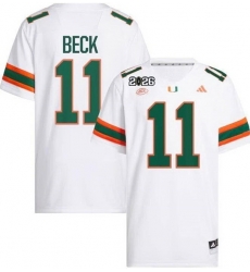 Men Miami Hurricanes 11 Carson Beck White 2026 Patch Stitched Football Jersey