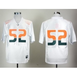 NCAA Miami Hurricanes 52# Ray Lewis White Pro Combat College Football Jersey