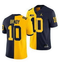 Michigan Wolverines Tom Brady Maize Navy Split Edition Men Jersey