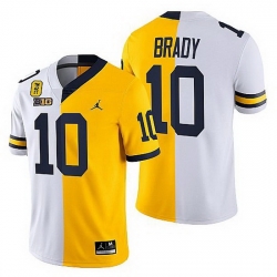 Michigan Wolverines Tom Brady White Maize Tm 42 Patch Split Limited Edition Jersey