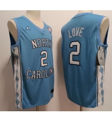 Men North Carolina Tar Heels #2 Caleb Love Blue College Football Jersey