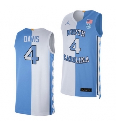 North Carolina Tar Heels R.J. Davis 2021 Blue White Split Edition Special Jersey