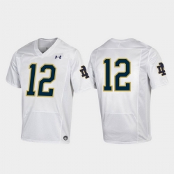 Men Notre Dame Fighting Irish 12 White Premier College Football Jersey