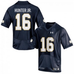 Men Under Armour 16 Torii Hunter Jr. Replica Navy Blue Torii Hunter Jr Notre Dame Fighting Irish Alumni Football Jersey