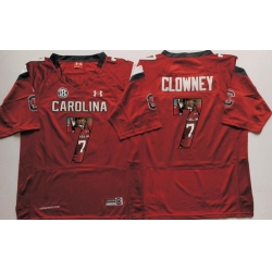 South Carolina Gamecocks 7 Jadeveon Clowney Red Portrait Number College Jersey