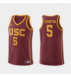 Men Usc Trojans Derryck Thornton Cardinal Replica College Basketball Jersey