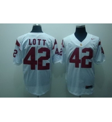 Trojans #42 Ronnie Lott White Embroidered NCAA Jersey