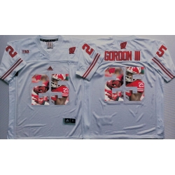 Wisconsin Badgers 25 Melvin Gordon III White Portrait Number College Jersey