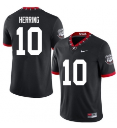 2020 Men #10 Malik Herring Georgia Bulldogs Mascot 100th Anniversary College Football Jerseys Sale-B