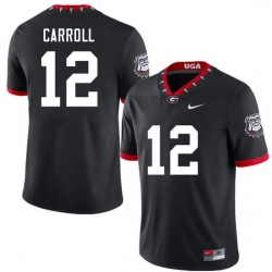 Men #12 Lovasea Carroll Georgia Bulldogs 100th Anniversary College Football Jerseys Sale-100th Black