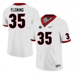 Men #35 Jacob Fleming Georgia Bulldogs College Football Jerseys Sale-White