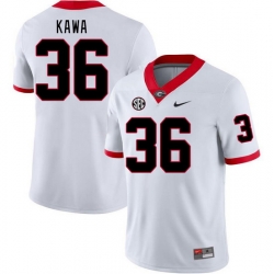 Men #36 Cameron Kawa Georgia Bulldogs College Football Jerseys Stitched-White