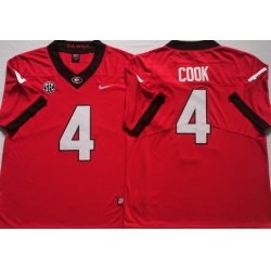 Men #4 James Cook Georgia Bulldogs College Football Jerseys red