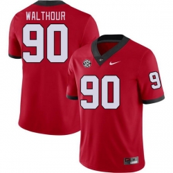 Men #90 Tramel Walthour Georgia Bulldogs College Football Jerseys Stitched-Red