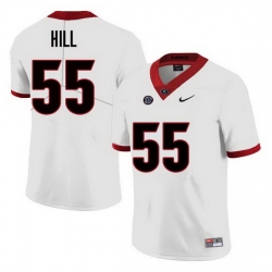 Men Georgia Bulldogs #55 Deontrey Hill College Football Jerseys Sale-White