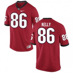 Men Georgia Bulldogs #86 Davis Kelly College Football Jerseys-Red