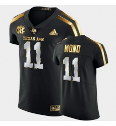 Men Texas A&M Aggies Kellen Mond Golden Edition Black Authentic Jersey