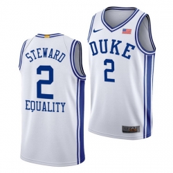 Duke Blue Devils Dj Steward White Equality Men Jersey