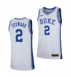 Duke Blue Devils Dj Steward White Replica Men'S Jersey