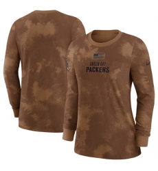 Women Green Bay Packers Brown 2023 Salute To Service Long Sleeve T Shirt