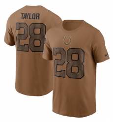 Men Indianapolis Colts 28 Jonathan Taylor 2023 Brown Salute To Service Name Number T Shirt