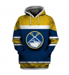 Men Buffalo Sabres Blue Gold All Stitched Hooded Sweatshirt