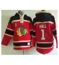 Chicago Blackhawks #1 Glenn Hall Red Lace-Up NHL Jersey Hoodie