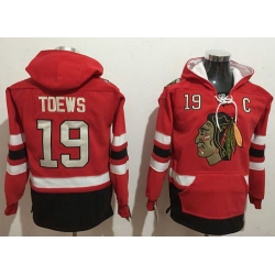 Men Chicago Blackhawks 19 Jonathan Toews Red Name  26 Number Pullover NHL Hoodie