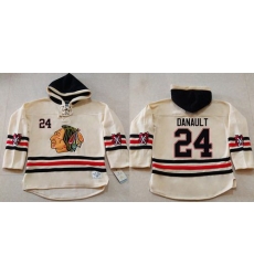 Men Chicago Blackhawks 24 Phillip Danault Cream Heavyweight Pullover Hoodie Stitched NHL Jersey