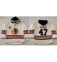 Men Chicago Blackhawks 47 Rob Scuderi Cream Heavyweight Pullover Hoodie Stitched NHL Jersey