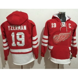 Men Detroit Red Wings 19 Steve Yzerman Red Name  26 Number Pullover NHL Hoodie