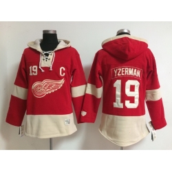 Men Detroit Red Wings 19 Yzerman  Red Stitched  NHL Hoodie