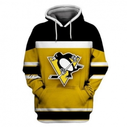 Men Pittsburgh Penguins Yellow All Stitched Hooded Sweatshirt