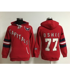 Washington Capitals 77 T J Oshie Red Women Old Time Heidi Hoodie NHL Hoodie