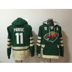 Men Minnesota Wild 11 Zach Parise Green Stitched NHL Hoodie