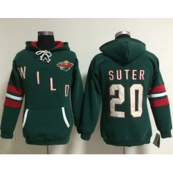 Minnesota Wild 20 Ryan Suter Green Women Old Time Heidi NHL Hoodie