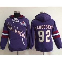 Colorado Avalanche 92 Gabriel Landeskog Purple Women Old Time Heidi NHL Hoodie