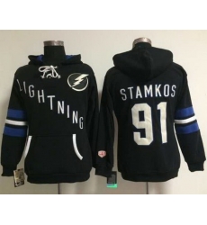 Tampa Bay Lightning 91 Steven Stamkos Black Women Old Time Heidi NHL Hoodie