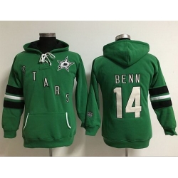 Dallas Stars 14 Jamie Benn Green Women Old Time Heidi Hoodie NHL Hoodie