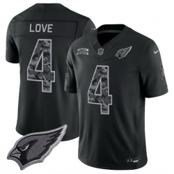 Men Arizona Cardinals  4 Jeremiyah Love Black F U S E  2026 Salute to Service Limited Stitched Football Jersey