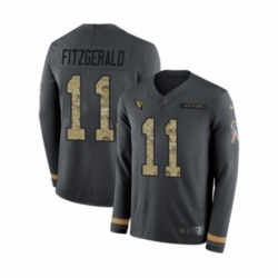 Men Nike Arizona Cardinals 11 Larry Fitzgerald Limited Black Salute to Service Therma Long Sleeve NFL Jersey