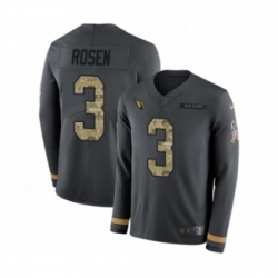 Men Nike Arizona Cardinals 3 Josh Rosen Limited Black Salute to Service Therma Long Sleeve NFL Jersey