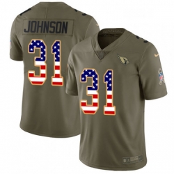 Men Nike Arizona Cardinals 31 David Johnson Limited OliveUSA Flag 2017 Salute to Service NFL Jersey