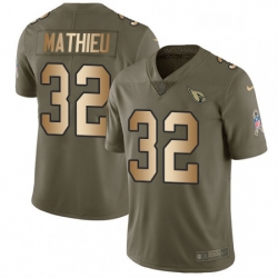 Men Nike Arizona Cardinals 32 Tyrann Mathieu Limited OliveGold 2017 Salute to Service NFL Jersey