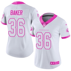 Nike Cardinals #36 Budda Baker White Pink Womens Stitched NFL Limited Rush Fashion Jersey